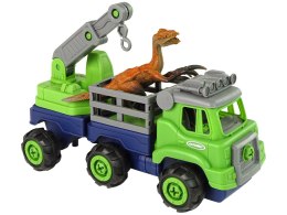 Ciężarówka Transport Dinozaury Dźwig Wkrętarka Śrubokręt Do Rozkręcania Import LEANToys