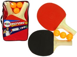Drewniane Paletki Do Ping Ponga 3 Piłki Pokrowiec Import LEANToys