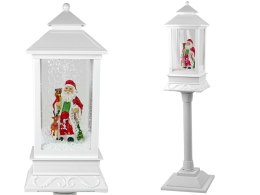 Dekoracja Świąteczna Lampa Latarnia z Mikołajem Biała Kolędy Światła Import LEANToys