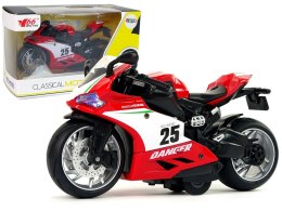Motocykl Sportowy Czerwony 1:12 Napęd Pull-Back Dźwięk Światła Import LEANToys