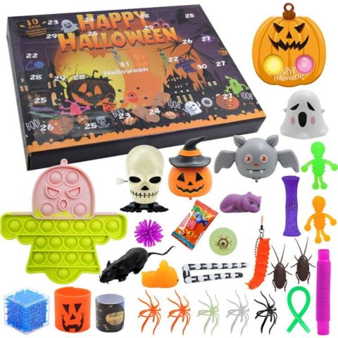 Kalendarz Halloween Zabawki Pop It Fidget Toys Dynia Duszek Import LEANToys