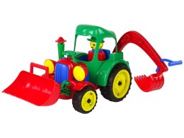 Duży Traktor Koparka Z Figurką Gumowe Koła Ruchome Łyżki HEMAR