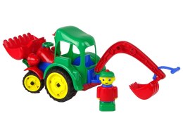 Duży Traktor Koparka Z Figurką Gumowe Koła Ruchome Łyżki HEMAR