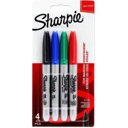 Marker SHARPIE FINE 4 kolory blister - czerwony, zielony, niebieski, czarny 1985858
