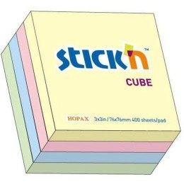 Bloczek STICK`N 76x76mm 400 kartek mix 4 kolory pastelowe (21013)