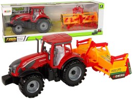 Czerwony Traktor z Pomarańczowym Kultywatorem Napęd Import LEANToys