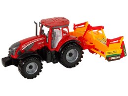 Czerwony Traktor z Pomarańczowym Kultywatorem Napęd Import LEANToys