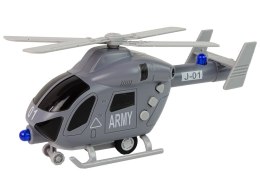 Helikopter Wojskowy Szary Dźwięk Światła Śmigła Import LEANToys