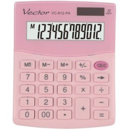 Kalkulator VECTOR VC-812-PK 12p różowy pastelowy