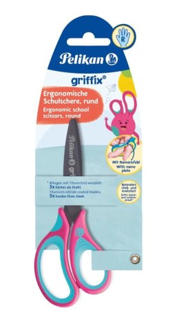 Nożyczki Griffix ergonomiczne 14cm zaokrąglone różowe 819114 PELIKAN