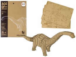 Drewniane Puzzle Przestrzenne 3D Brontozaur Składanka Edukacyjna 38 Elementów Import LEANToys