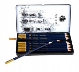 Zestaw ołówków do szkicowania 8B-3H ARTEA mix (12sztuk) w metalowym pudełku 206120013 ASTRA