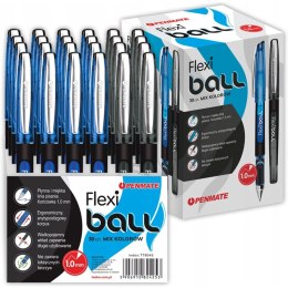 Długopis FLEXI BALL ze skuwką niebieski (20szt.), czarny (10szt.) 1,0mm PENMATE