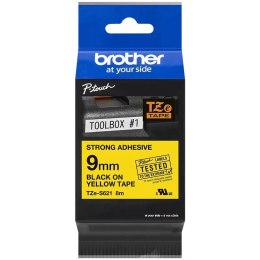 Taśma BROTHER (TZE-S621) 9mmx8m laminowana żółta/czarny nadruk mocny klej