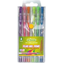 Długopis żelowy fluorescencyjny 6 kolorów CRICCO w etui CR816W6